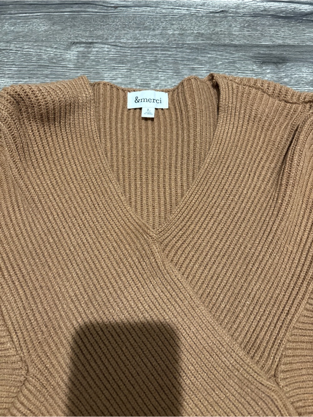 Anastasia Camel Ribbed Wrap Sweater - Picture 2 of 3